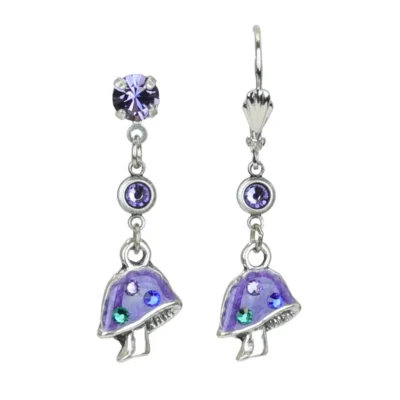 Renewal Purple Mushroom Drop Crystal Charm Earrings