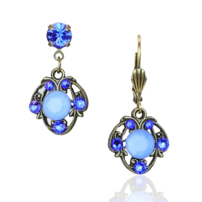 Forever Blue Filigree Crystal Earrings
