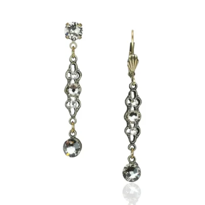 Forever Greige Filigree Crystal Drop Earrings