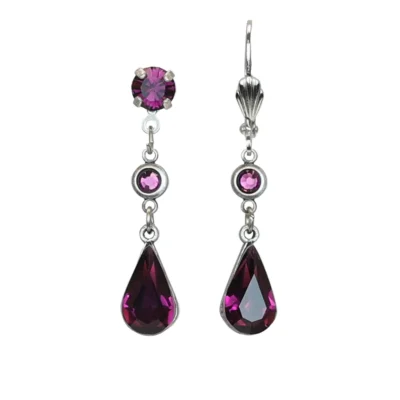 Classic Purple Crystal Teardrop Earring