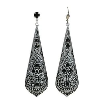 Great Gatsby Art Deco Black and Crystal Statement Earrings