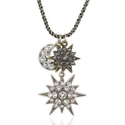 Adhara Crystal Starburst Charm Necklace