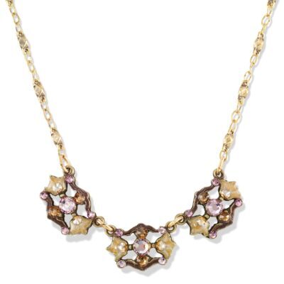 Classic Brown Mocha Shimmering Crystal Collar Necklace