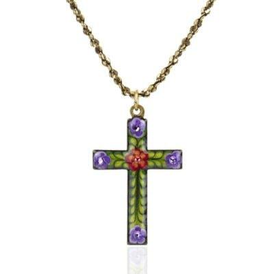 Harvest Bouquet Crystal Jill's Garden Cross Necklace