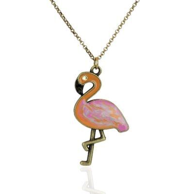 Pink Heat Crystal Flamingo Pendant