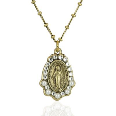 Great Graces Miraculous Mary Medal Crystal Pendant