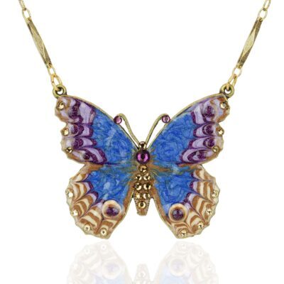 Opulent Sunset Multicolored Crystal Butterfly Necklace