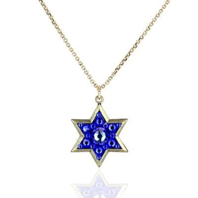 Royal Blue Pave Six Pointed Crystal Star Necklace