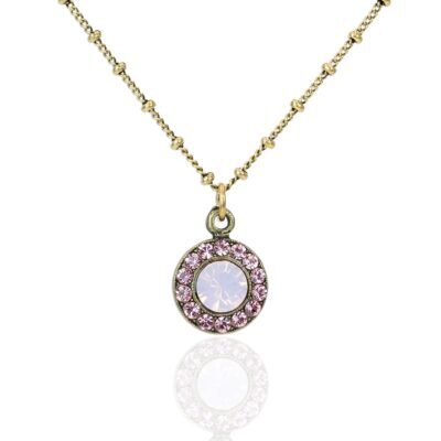 Rose Opal Halo Crystal Pendant Necklace