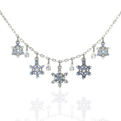 Flickering Fractals Crystal Snowflake Necklace