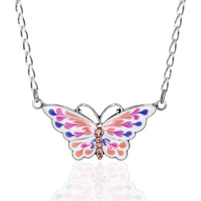 Spring Multicolor Flowering Butterfly Crystal Necklace