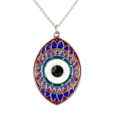 Autumn Rainbow Sunray Crystal Evil Eye Amulet Necklace