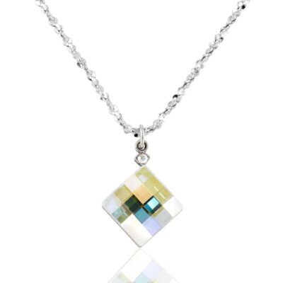 Dazzling Art Deco Faceted Checkerboard Crystal Necklace