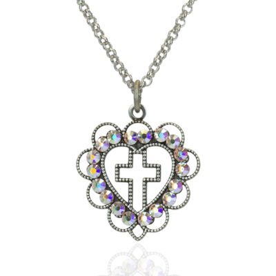 Eloise Heart Cross Crystal Necklace