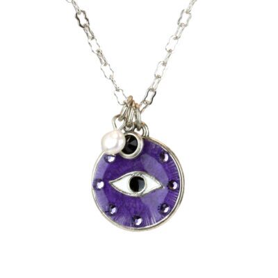Purple Evil Eye Amulet Crystal Jumble Charm Necklace