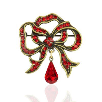 Red Ribbon Hand Painted Crystal Pin