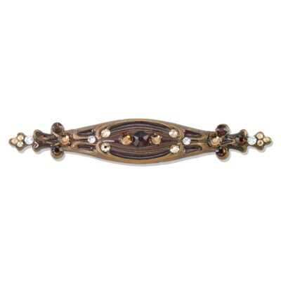 Brown Edwardian Filigree Crystal Bar Brooch