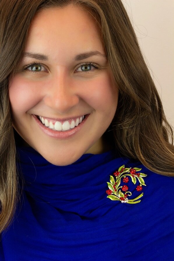 Christmas Holly Hand Painted Crystal Pin - Image 2