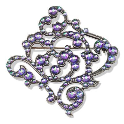 Paradise Shine Vintage Inspired Open Scroll Crystal Brooch