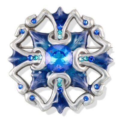 Royal Blue Vintage Nostalgia Kaleidoscope Crystal Brooch