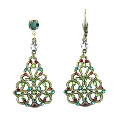 Classic Christmas Tree Crystal Earrings
