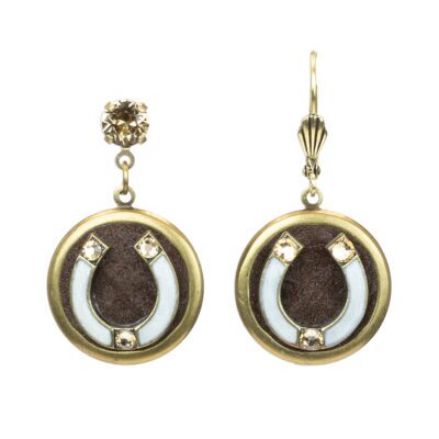 Texas Lucky Horseshoe Coastal Cowgirl Crystal Earrings