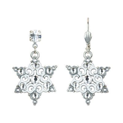 Stellar Scroll Snowflake Crystal Earrings