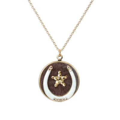 Texas Lucky Star Horseshoe Coastal Cowgirl Crystal Necklace