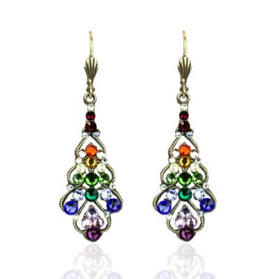 Rainbow Prism Crystal Classic Filigree Earrings