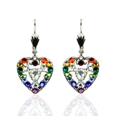Radiating Rainbow Crystal Spectrum Heart Earrings