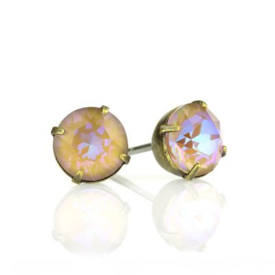Cappuccino DeLite Crystal Brass Stud Earrings