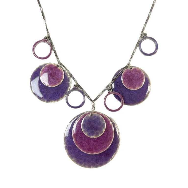 Purple Enameled Disc Necklace