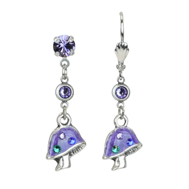 Renewal Purple Mushroom Drop Crystal Earrings