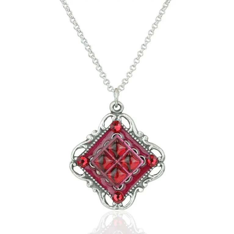Anne's Vault Forever Scarlet Tilted Square Crystal Necklace