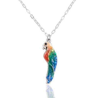 Tropical Rainbow Paradise Parrot Bird Crystal Necklace