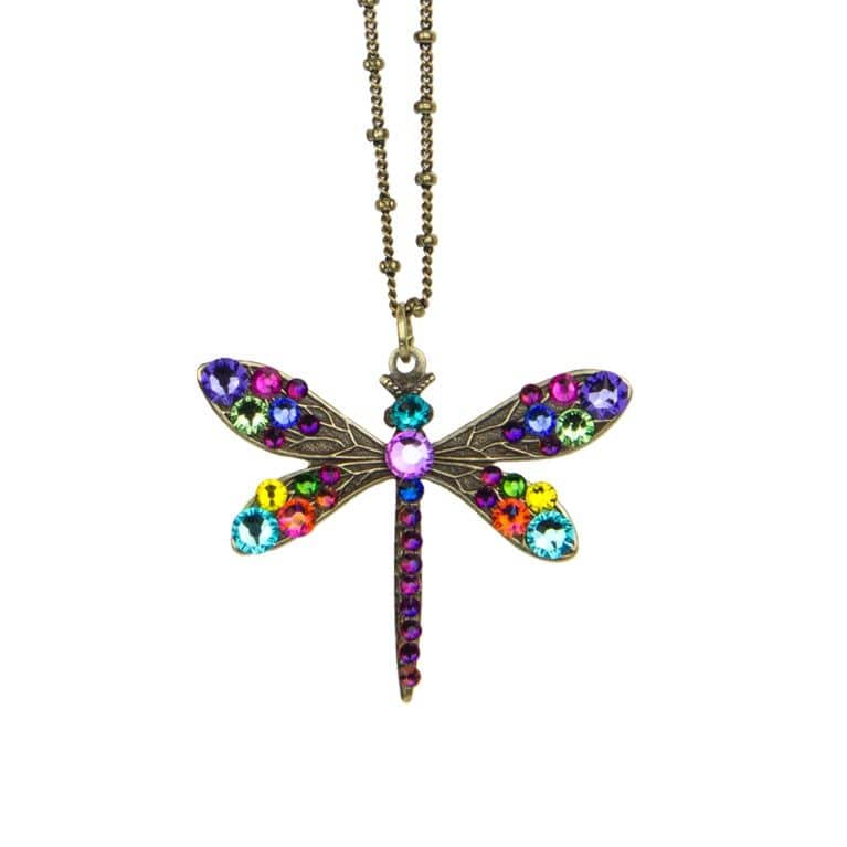 Brass Dragonfly Necklace - Multicolored Brass Dragonfly Necklace - Multicolored
