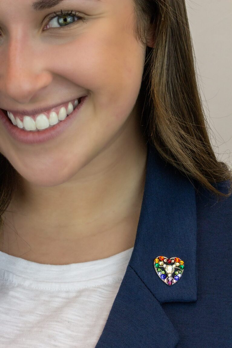 Radiating Rainbow Crystal Spectrum Heart Pin - Image 2