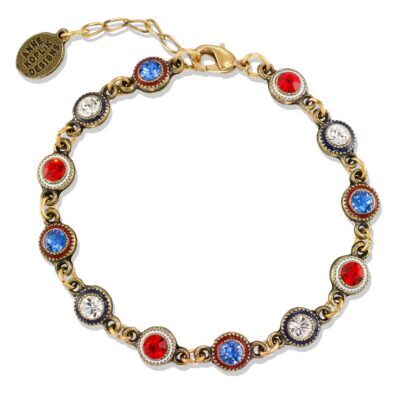 Classic Red White and Blue Crystal Vintage Inspired Bracelet