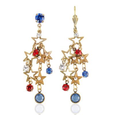 Star Spangled Red White & Blue Crystal Drop Dangle Earring