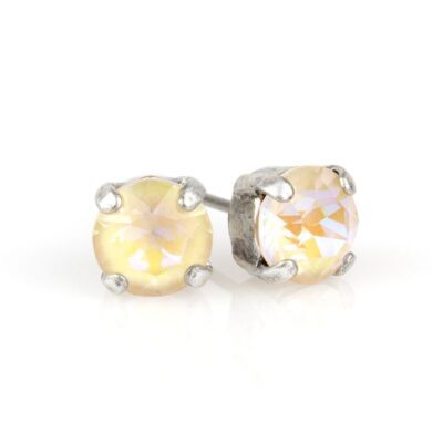 Simple Ivory Cream DeLite Crystal Stud Earring – Silver – 6mm