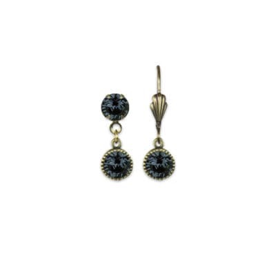 Bezel Set Brass Earrings Graphite