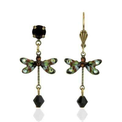 Enchanted Forest Multicolored Crystal Dragonfly Earrings