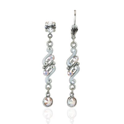 Ivory Trimmed Pink Crystal Scroll Earring