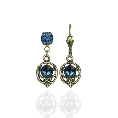 Madeline Brass Montana Blue Crystal Earrings