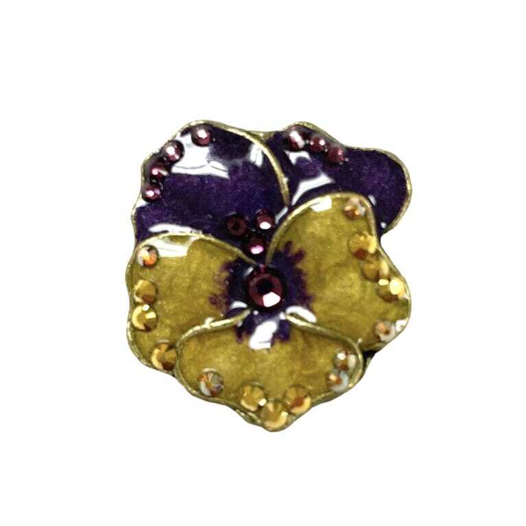 Golden Crystal Pansy Pin