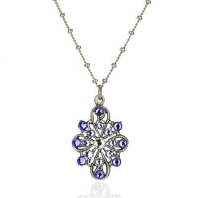 Hana Lavender Crystal Flower Blossom Necklace