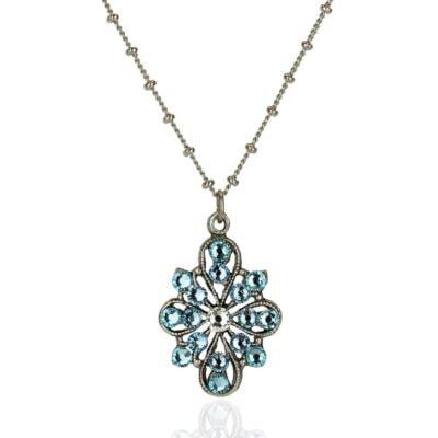 Hana Light Turquoise Crystal Flower Blossom Necklace