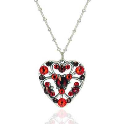 Red Love & Devotion Crystal Heart Necklace