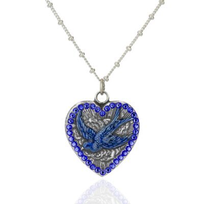 "There's a Bluebird in my Heart" Crystal Pendant
