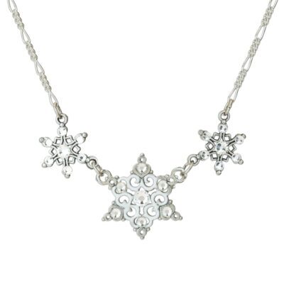 Stellar Scroll Snowflake Crystal Necklace